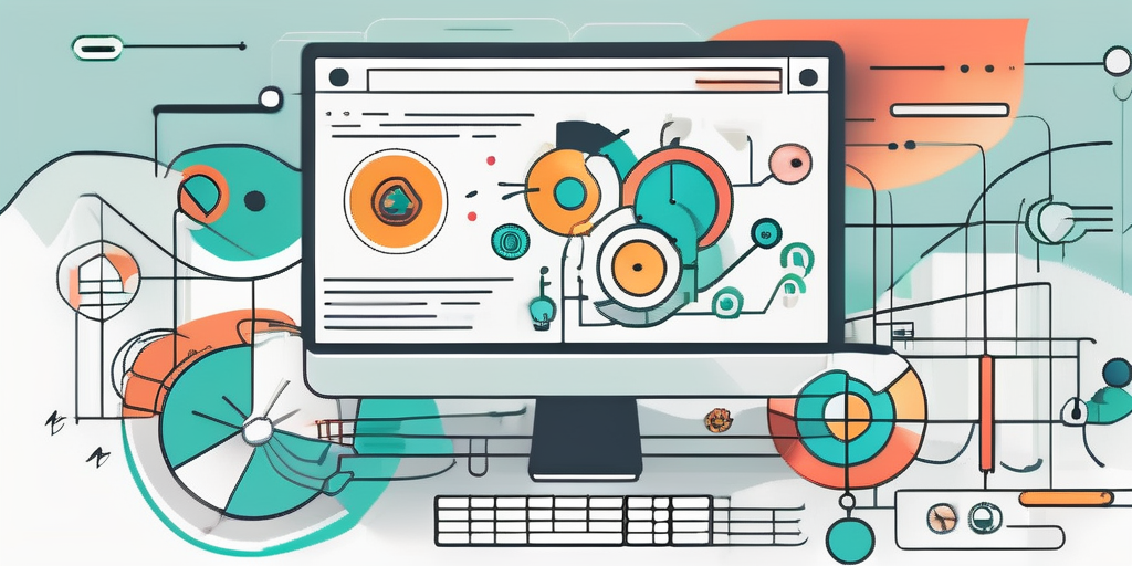 A digital canvas with various creative website elements like interactive buttons