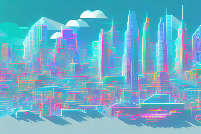 A vibrant digital cityscape