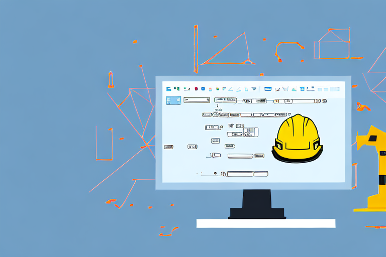 A desktop computer with a construction helmet on top