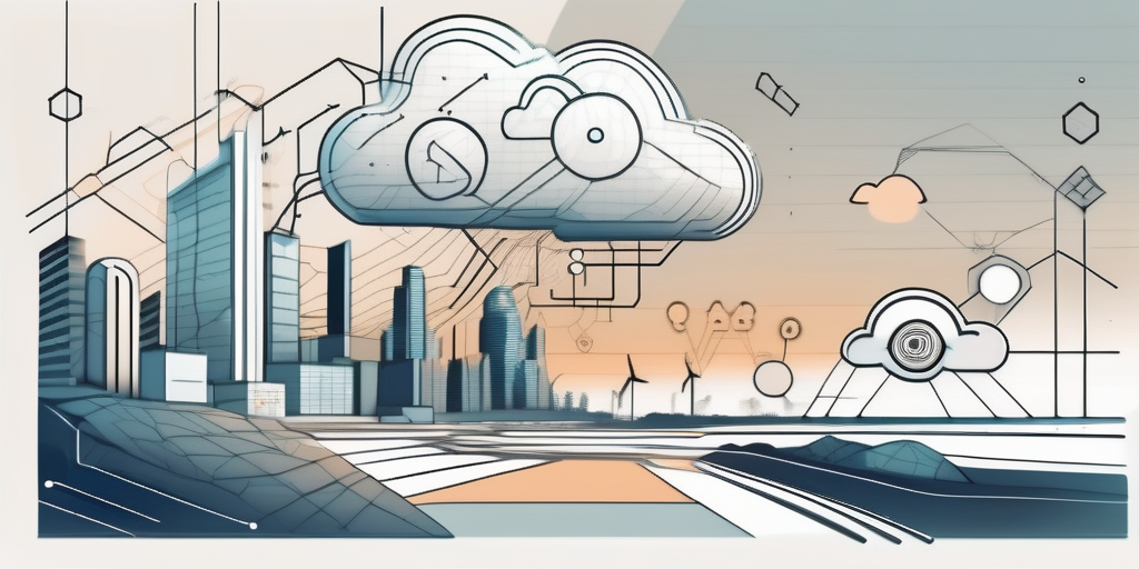 A futuristic digital landscape representing web development