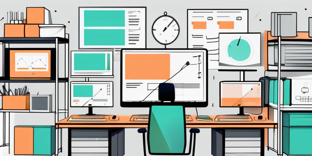 A web designer agency's office with various tools like color palettes