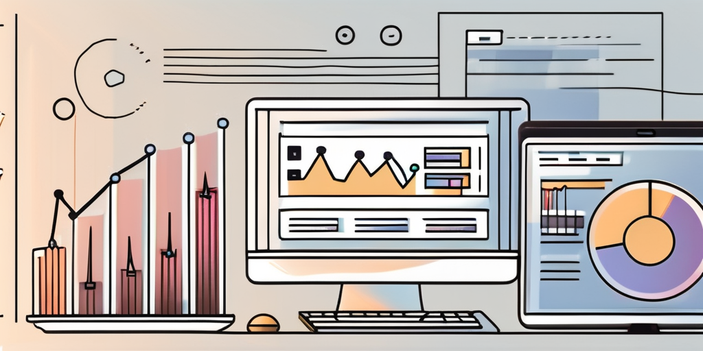 A computer screen displaying a well-designed webpage with various interactive elements and a rising graph symbolizing an increase in conversion rate