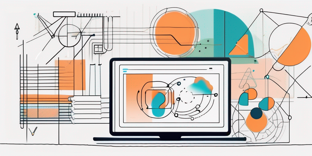 A digital canvas with various web design elements like color palettes