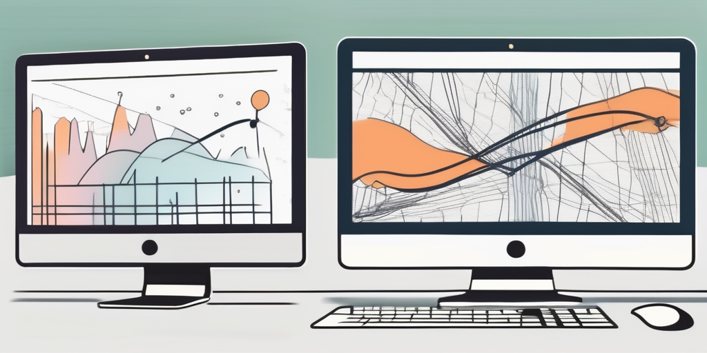 A computer screen showing a before and after transformation of a website