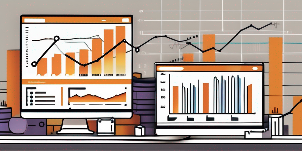 A computer screen showing a website design interface on one side and a bar graph indicating roi (return on investment) on the other side
