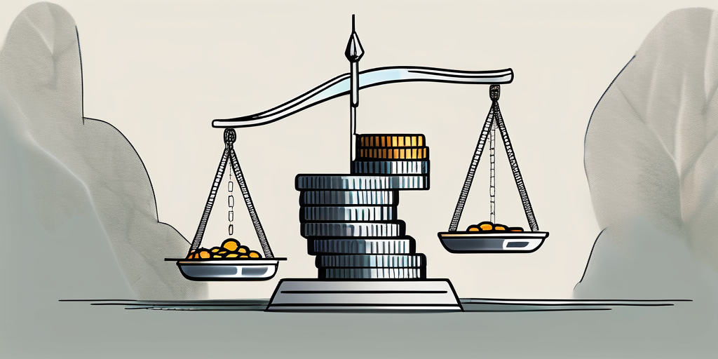 A scale balancing a high-quality website design on one side and a pile of coins on the other