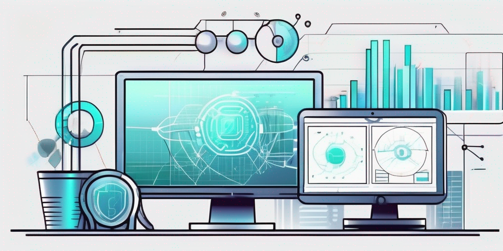 Various software development tools and futuristic elements