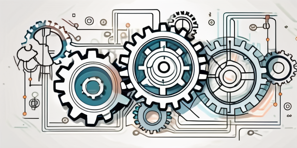 Various interconnected gears and tools