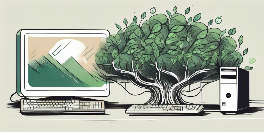 A tree growing out of a computer