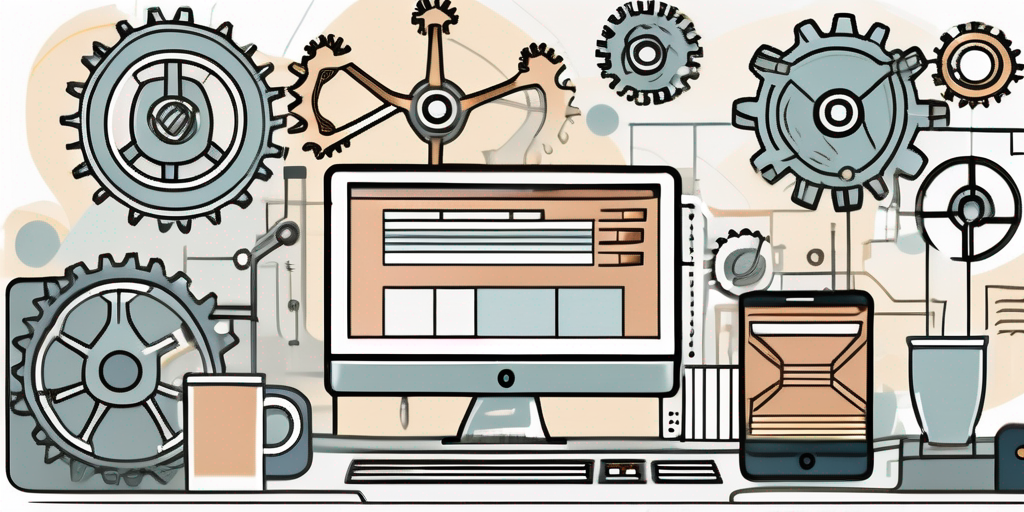 A desktop computer with various custom web applications represented as unique