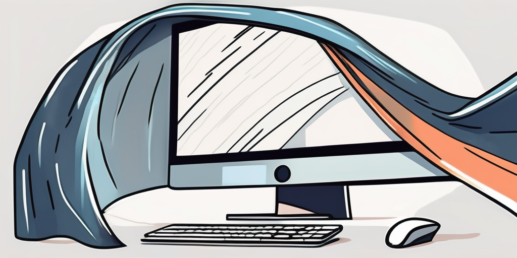 A superhero cape draped over a computer monitor