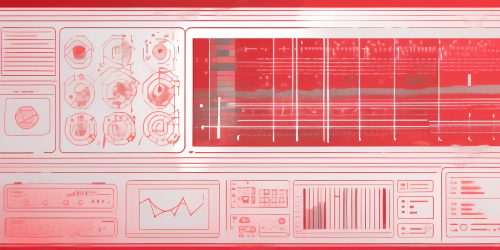A computer screen with various coding symbols and a few of them highlighted in red to represent errors in software development