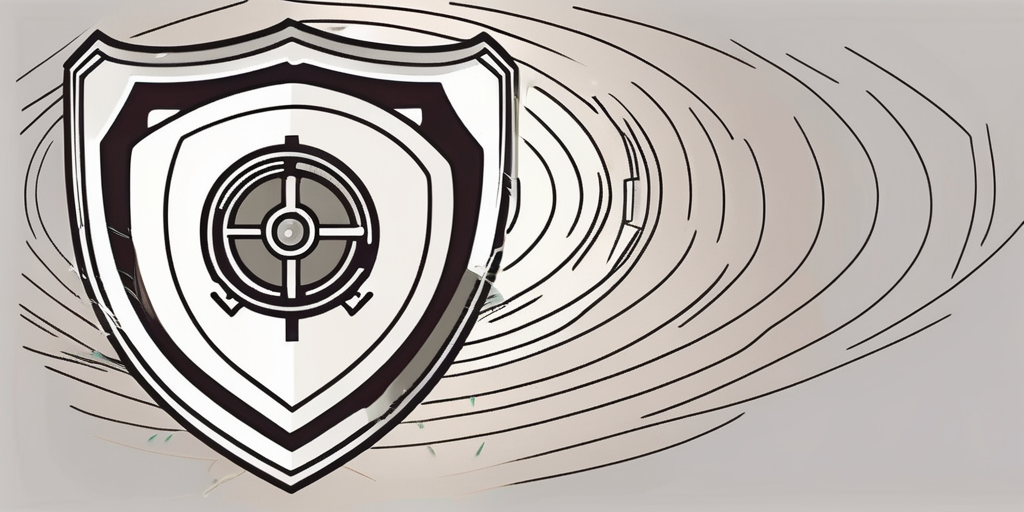 A shield symbolically protecting a computer and a software disc