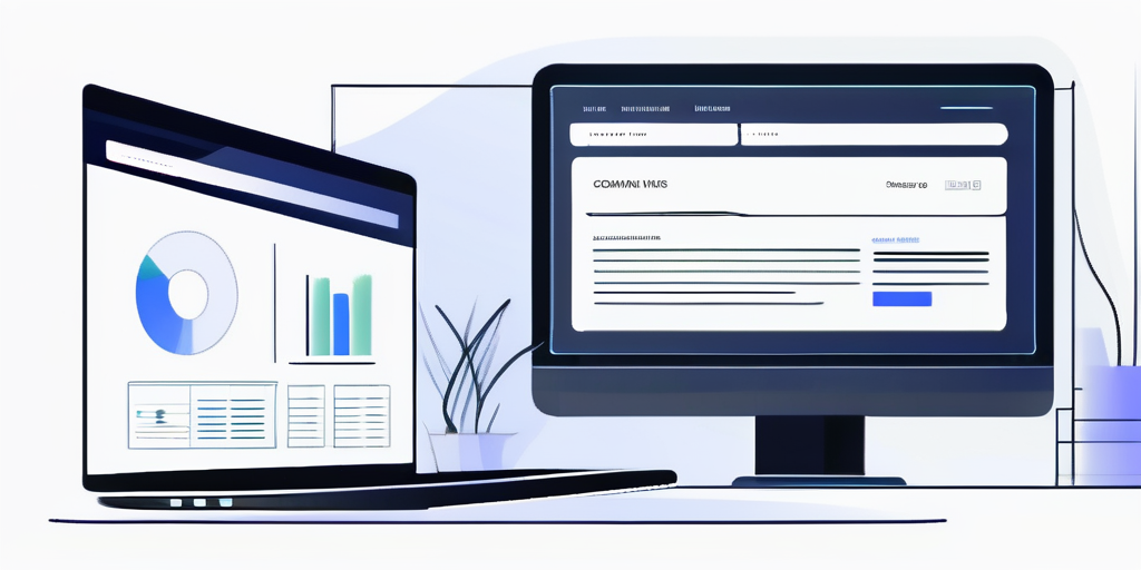 Modernes Computer-Setup mit Bildschirm, der eine benutzerfreundliche Web-Oberflaeche fuer die Domainregistrierung zeigt, neben einem Notizblock fuer sorgfaeltige Planung.