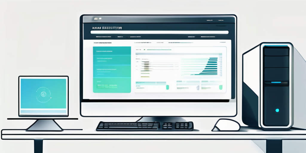 Modernes Computer-Setup mit sichtbarem Bildschirm, der eine einfache Schritt-fuer-Schritt-Oberflaeche zur Domainreservierung zeigt, unterstrichen durch sanfte Hintergrundbeleuchtung.