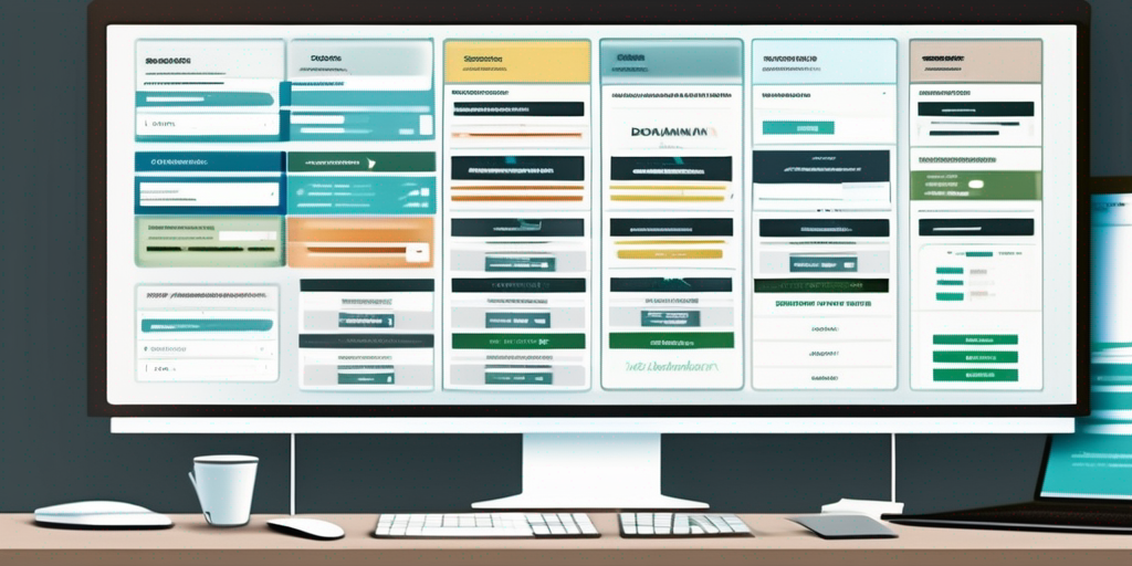 Bildschirm mit verschiedenen Domainnamen und Cursor ueber attraktiver Option fuer die strategische Auswahl der perfekten Domain fuer ein Unternehmen.