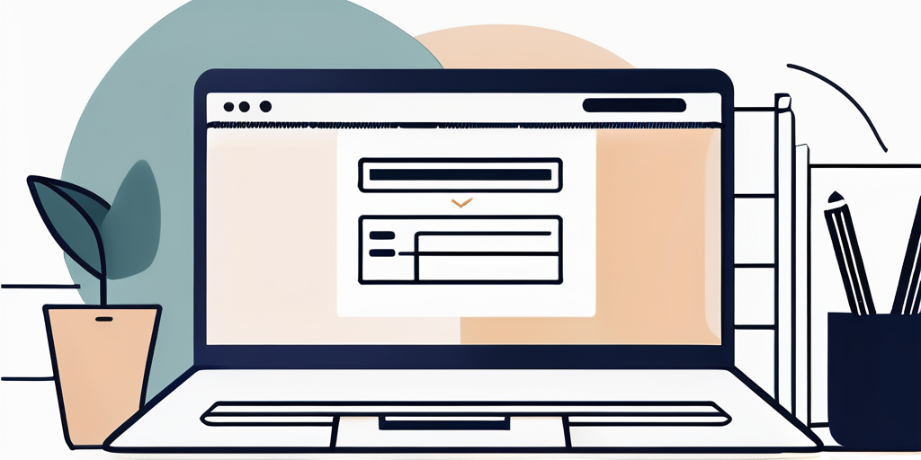 Vereinfachter Leitfaden zur Domainregistrierung mit Laptop auf einer Website-Registrierungsseite und Notizbuch mit Tipps fuer eine einfache Domainreservierung auf einem sauberen Arbeitsplatz.