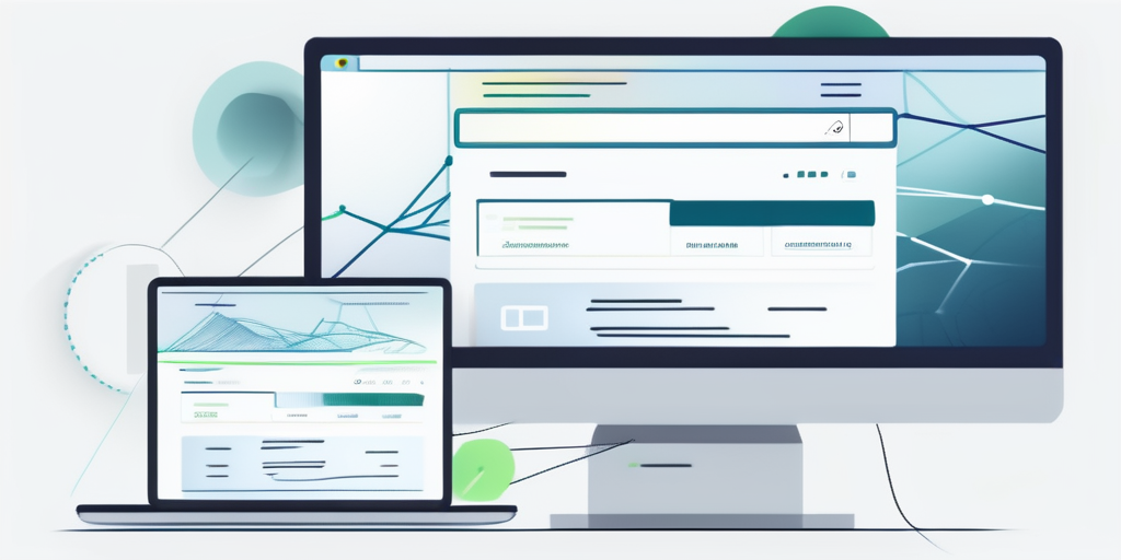 Computerbildschirm mit benutzerfreundlicher Web-Oberflaeche zur Domainregistrierung, Suchleiste und Domainoptionen sichtbar.