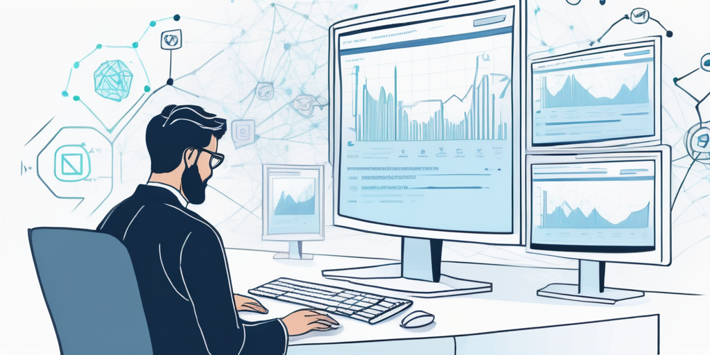 Eine Person ueberprueft nachdenklich eine Reihe von Domainnamen-Optionen auf einem digitalen Bildschirm, umgeben von Symbolen fuer Konnektivitaet und Kreativitaet, strategische Auswahl eines unvergesslichen Domainnamens.