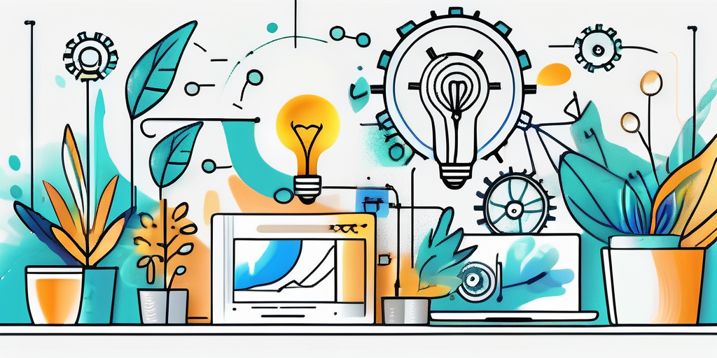 A vibrant and dynamic website coming alive with various creative elements like glowing light bulbs