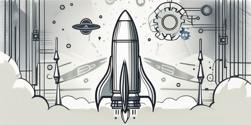 A rocket soaring upwards