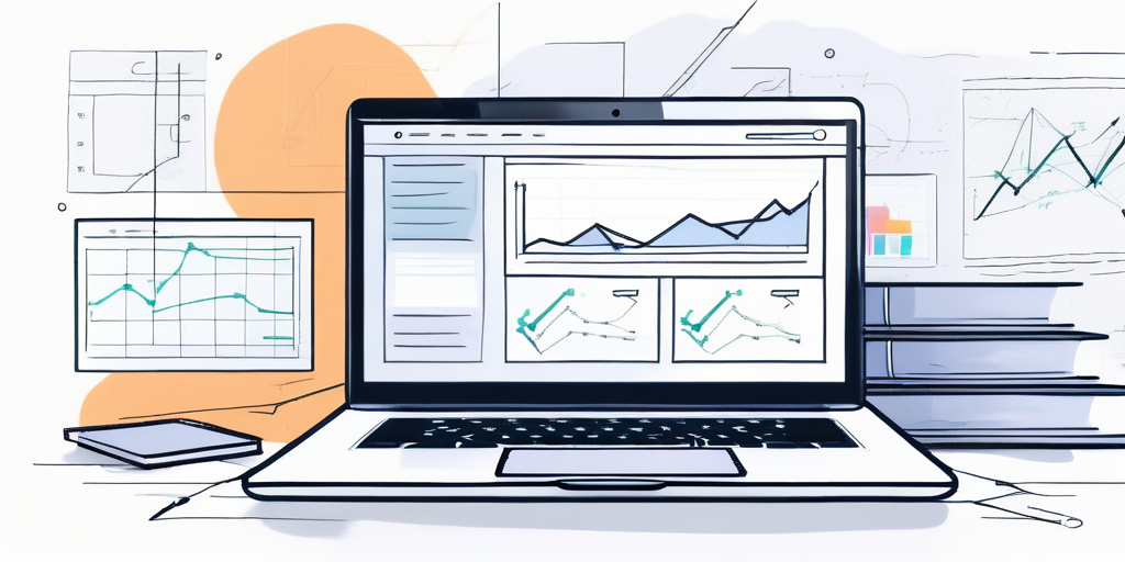 Moderne Laptop mit scharfem Display und Website-Template, umgeben von Notizen und Skizzen fuer Webdesign-Planung, in professionellem Arbeitsumfeld mit sanfter Beleuchtung.