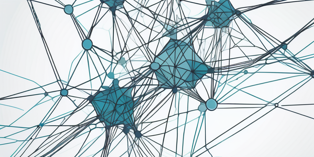 Abstrakte Darstellung optimierter Netzwerkstrukturen mit verbundenen Knoten und Linien fuer ein effizientes digitales Domainsystem im sauberen, technik-inspirierten Design zur Visualisierung fortschrittlicher Optimierungsstrategien.