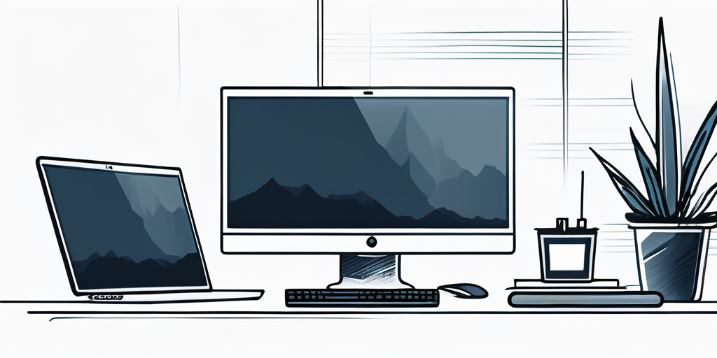 Moderner, professioneller Arbeitsplatz mit High-Tech-Computer, symbolisiert die wichtige Rolle einer starken Domain fuer die Online-Präsenz von Unternehmen.