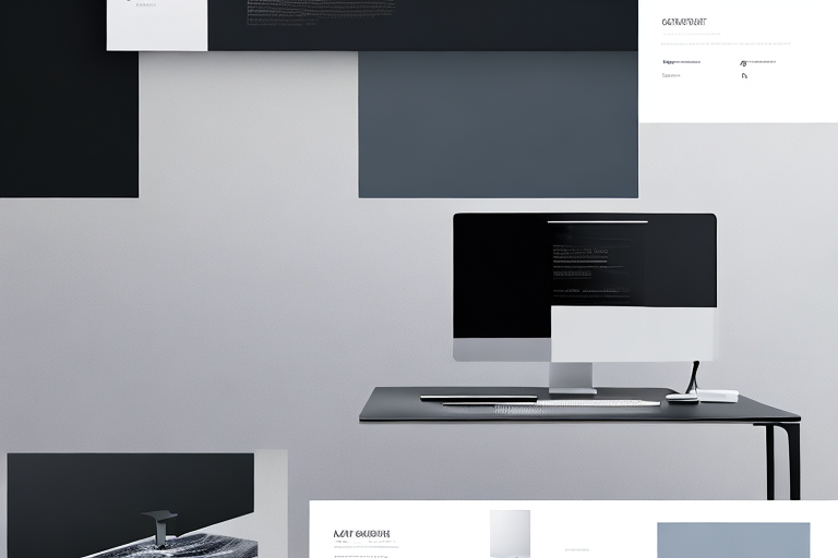 Minimalistischer Arbeitsplatz mit zwei Monitoren, die Code und dynamisches Webdesign zeigen, ideal fuer moderne Webloesungen.