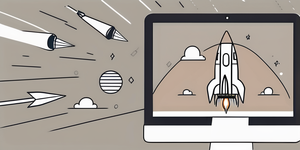 A rocket taking off from a computer mouse