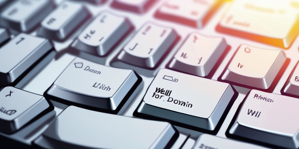 Nahaufnahme einer Computertastatur mit Fokuslicht auf der Eingabetaste, symbolisiert die strategische Bedeutung der richtigen Domainwahl fuer Online-Erfolg, nebenbei zeigt ein Diagramm das Wachstum.