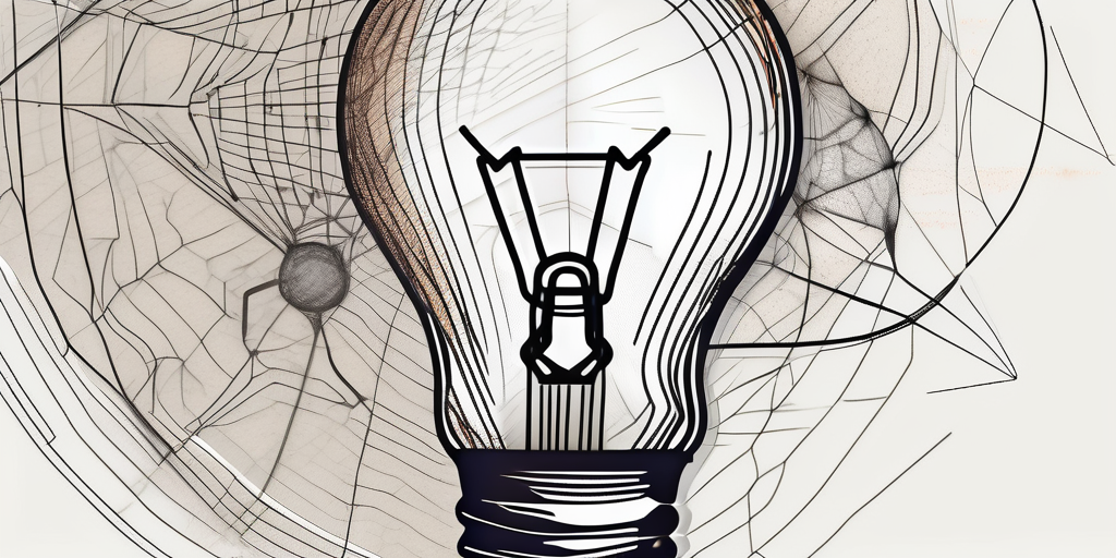 A lightbulb morphing into a complex web application