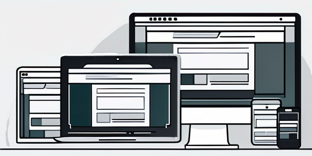 Digitale Geraete zeigen Website-Designelemente, benutzerfreundliche Online-Präsenz, Farbpalette und Coding-Interface zur Hervorhebung von Design und Funktionalitaet in der Webentwicklung.