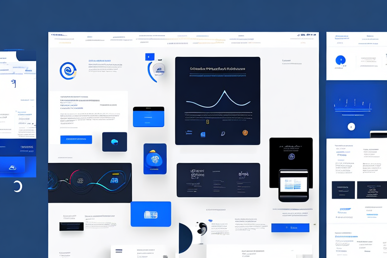 Dynamische Collage aus modernen Websites, App-Interfaces, Analytik-Diagrammen und Benutzerengagement, die das Wachstum und die Kundenakquise durch Webentwicklung zeigen.