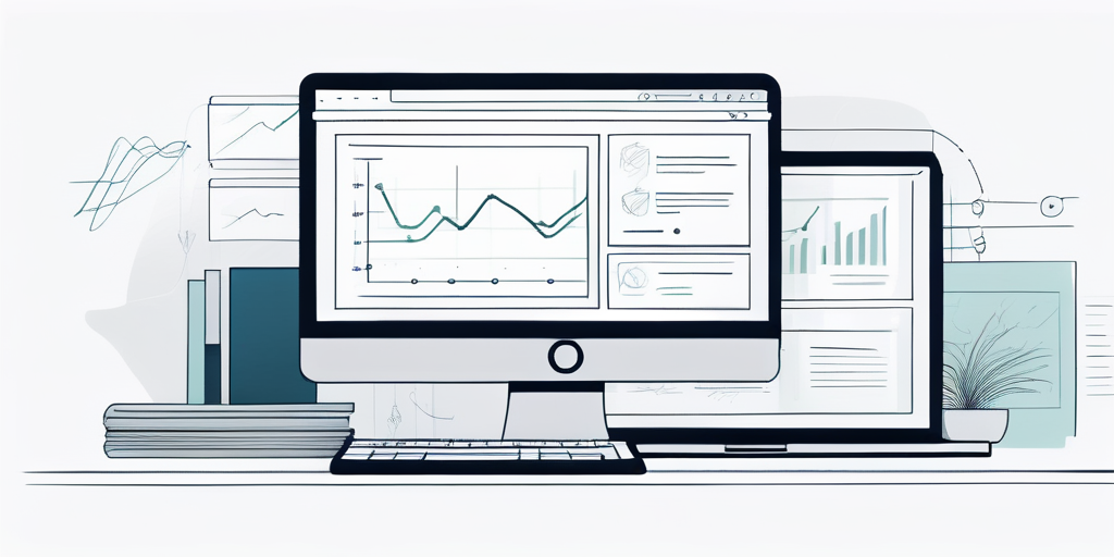 Elegante, minimalistische Website-Oberflaeche auf einem Computerbildschirm mit Notizen und Designskizzen fuer strategische Webseitenerstellung.