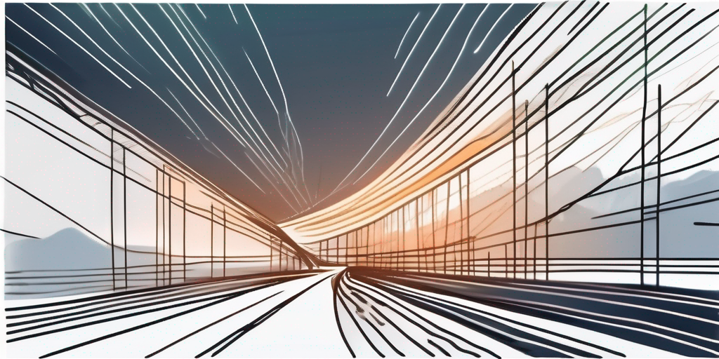 A road leading from a hand-drawn draft of a website design to a glowing