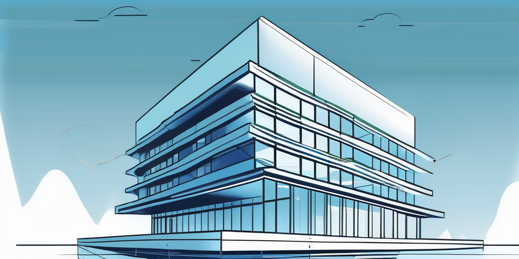 Modernes Gebaeude unter klarem blauen Himmel als Symbol fuer Investitionspotenzial und langfristige Vermoegenssicherung in Immobilien, umgeben von luxurioesem Gruen, das den Wert und die Attraktivitaet der Immobilie betont.