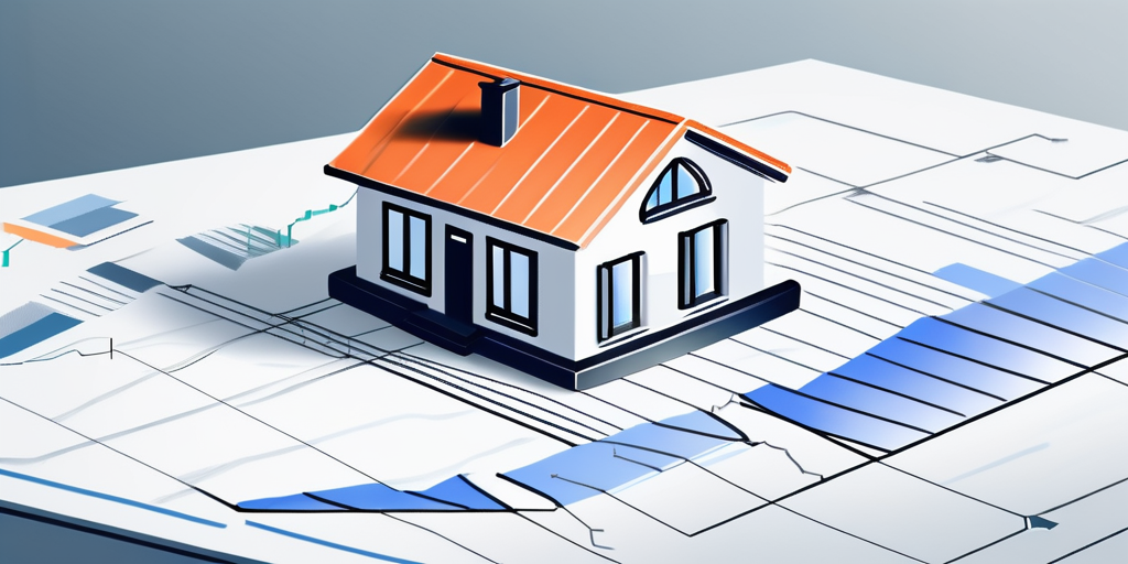 Modellhaus auf Finanzdiagramm als Symbol fuer Finanzplanung und -management beim Uebergang zur Hausfinanzierung