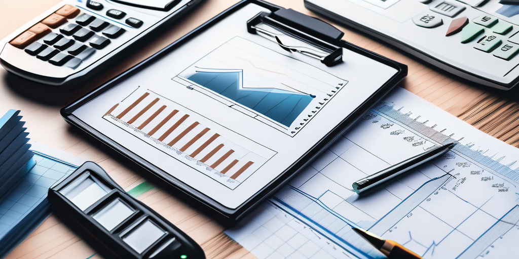 Finanzdiagramme und Taschenrechner auf modernem Arbeitsplatz fuer genaue Bewertung und Verwaltung von Baufinanzierungen zur effektiven Budgetplanung.