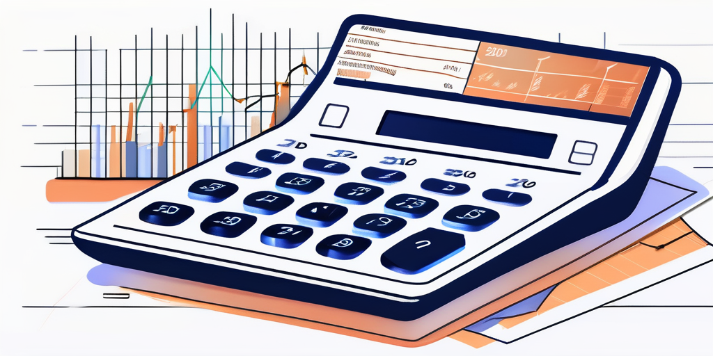 Engagierendes Bild eines schlanken Finanzrechners, umgeben von Finanzdiagrammen und -grafiken, die das Spar- und Budgetoptimierungspotenzial fuer Benutzer aufzeigen.