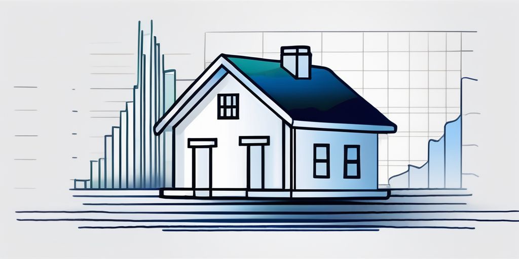 Modellhaus auf einem Diagramm mit schwankenden Zinssaetzen, verdeutlicht den Einfluss von Zinssaetzen auf Hypothekendarlehen.
