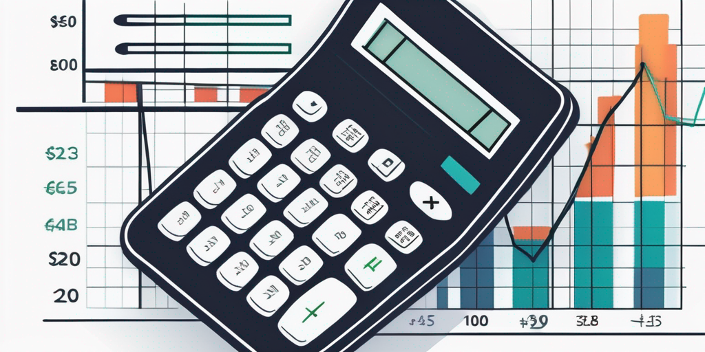 Modern Rechner vor Finanzdiagrammen fuer strategische Analyse und Einsparungen mit einem Kreditrueckzahlungsrechner.