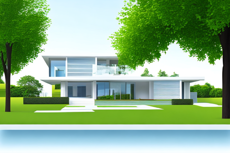 Modernes Familienhaus mit gepflegtem Rasen und blauem Himmel, Finanzstabilitaet und optimierte Hypothekenzinsen.