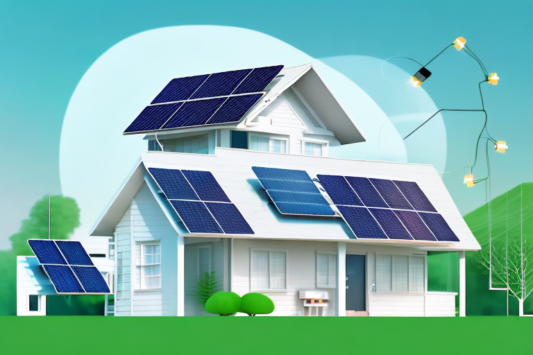 A residential house with solar panels on the roof