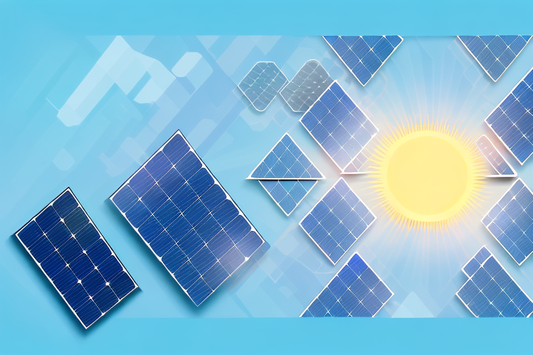 Several solar panels angled towards the sun