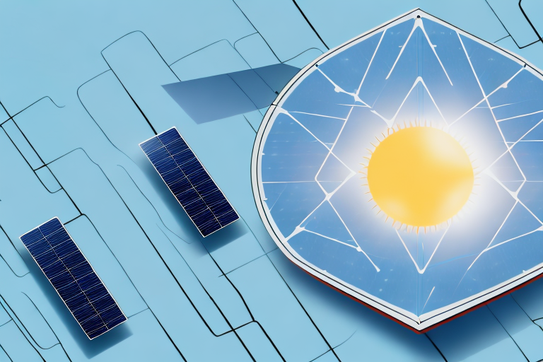 Several solar panels angled towards the sun