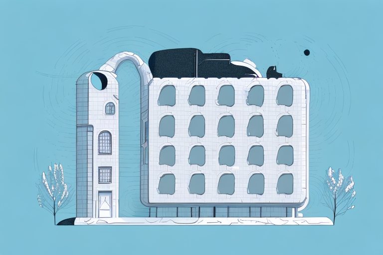 An old building with visible insulation and a modern heat pump system