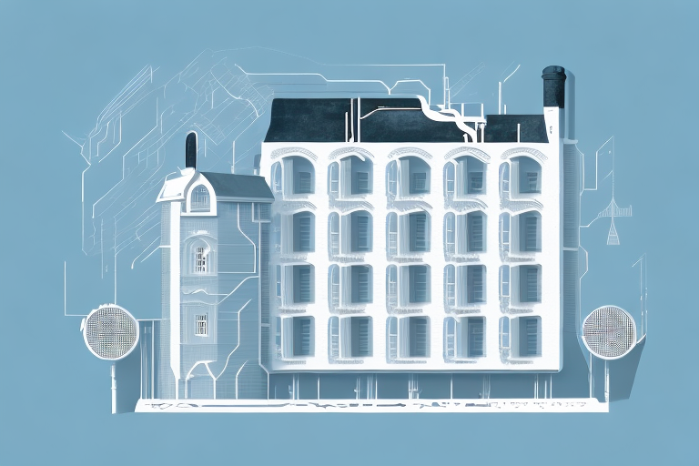 An old building with a modern heat pump system