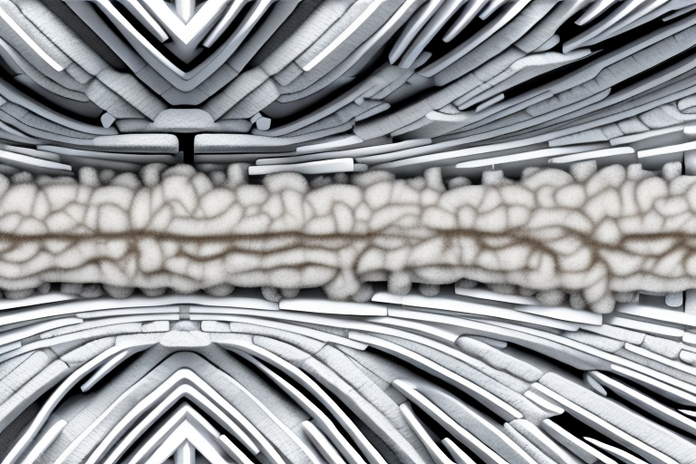 A cross-section of a basement ceiling
