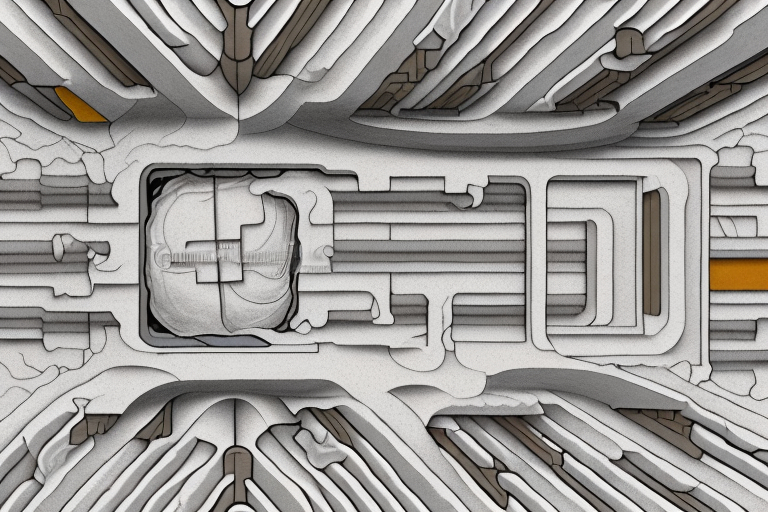 A cross-section of a basement ceiling with different types of insulation materials labeled